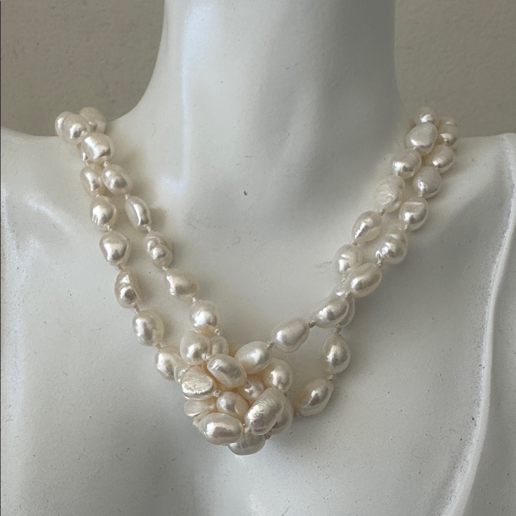 Iris & Lily London Freshwater White Pearl Necklace 62” K